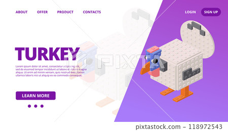 Web template with a turkey. Vector 118972543