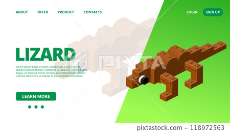 Web template with a lizard. Vector Web template with a lizard. Vector 118972563
