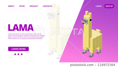 Web template with a lama. Vector Web template with a lama. Vector 118972564
