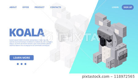 Web template with a koala. Vector Web template with a koala. Vector 118972565