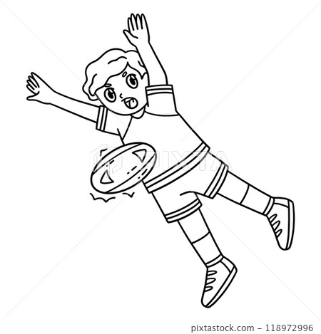 Rugby Player Charging Down the Ball Isolated Rugby Player Charging Down the Ball Isolated 118972996