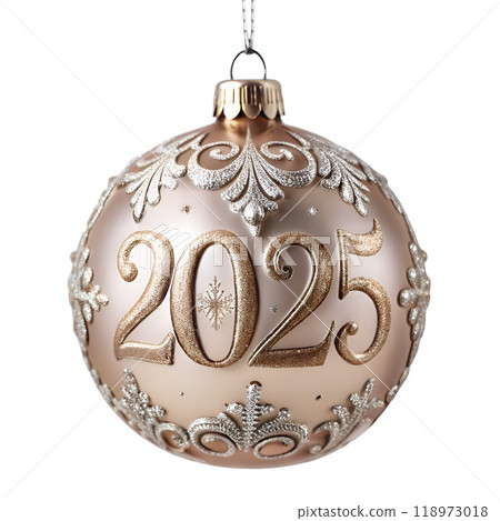 Christmas tree toy hanging on a branch - illustration 2025 118973018