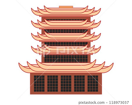 Pavilion temple China old building Chinese oriental historical style structure destination place design colorful icon set Pavilion temple China old building Chinese oriental historical style structure destination place design colorful icon set 118973037