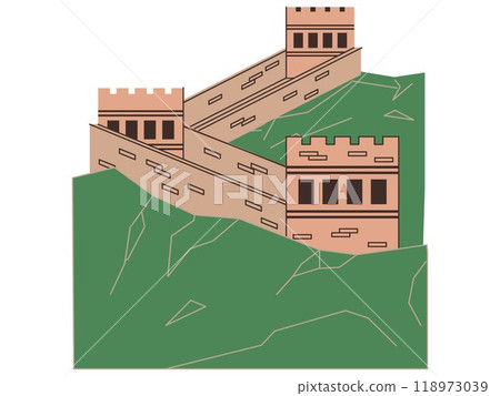 The Great Wall of China Beijing cultural ancient old historical Chinese building tourism attraction place design colorful icon set The Great Wall of China Beijing cultural ancient old historical Chinese building tourism attraction place design colorful icon set 118973039