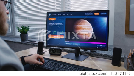 AI video generator app generating high-quality video of Jupiter and its moon on PC AI video generator app generating high-quality video of Jupiter and its moon on PC 118973162