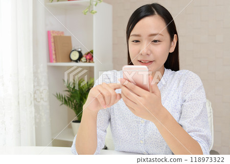 操作智能手機的婦女 118973322