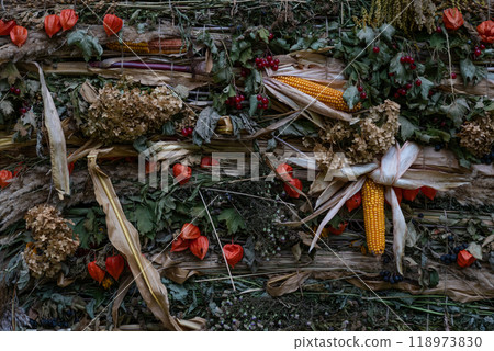 Autumn background from the gifts of nature. Harvest background, Thanksgiving day Autumn background from the gifts of nature. Harvest background, Thanksgiving day 118973830