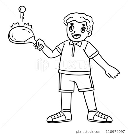 Table Tennis Player Practicing Isolated Coloring Table Tennis Player Practicing Isolated Coloring 118974097