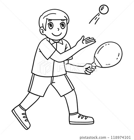 Table Tennis Player doing a Toss Serve Isolated Table Tennis Player doing a Toss Serve Isolated 118974101