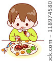 Boy eating with his fingers 118974580