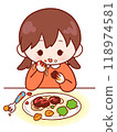 Girl eating with her hands 118974581