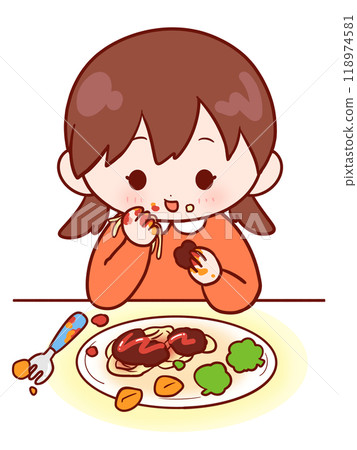 Girl eating with her hands 118974581