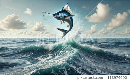 Fish jumping on the sea surface 118974690