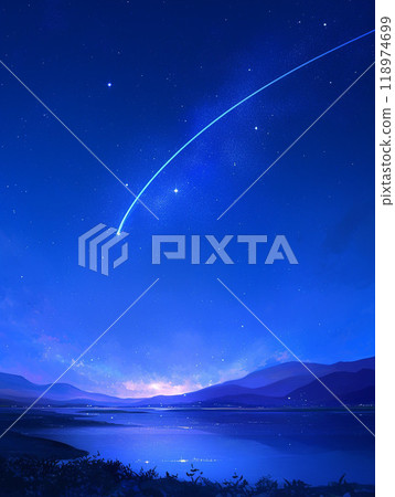 Night sky after the plane takes off 118974699