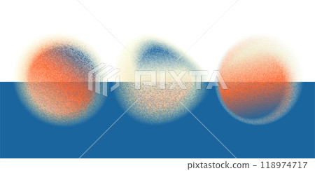 Set of distorted grainy soft abstract forms. Blobs with round organic shape. Fluid isolated shapes on transparent background. Liquid shapes with glitch. Eps vector 118974717