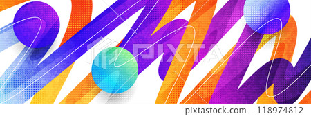 Modern and Vibrant Background with Colorful Shapes and Halftone Effect. For Banner or Cover Design 118974812