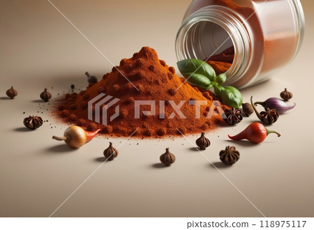 small jars with spices, black pepper, curry, onion, allspice, paprika, chili, basil, spices small jars with spices, black pepper, curry, onion, allspice, paprika, chili, basil, spices 118975117