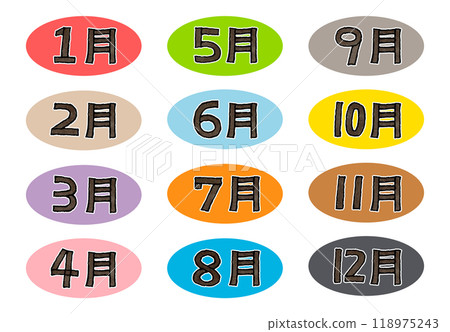 12 個月圖示(僅限文字) 12 個月圖示(僅限文字) 118975243