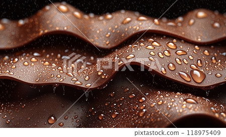 Close-up of luxurious brown leather surface with water drops. 118975409
