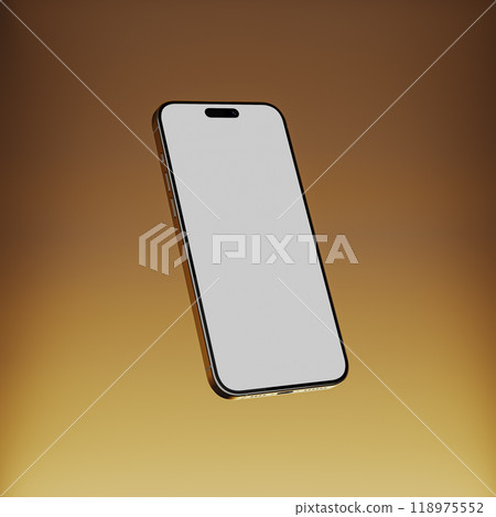 Smartphone floating against a warm gradient background, iphone white screen mockup, 3d render 118975552