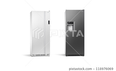 Blank black and white coffee vending machine mockup, front view. Blank black and white coffee vending machine mockup, front view. 118976069