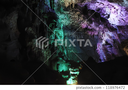 The inside of Akiyoshi Cave, a special natural monument, is colorfully lit up The inside of Akiyoshi Cave, a special natural monument, is colorfully lit up 118976472