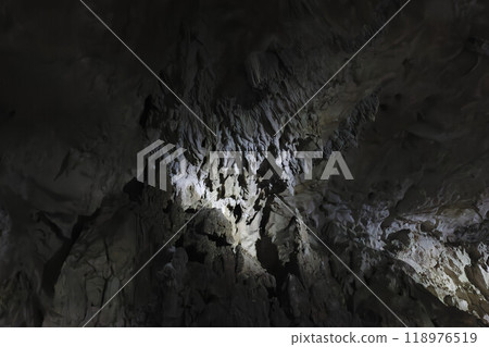 The inside of Akiyoshi Cave, a special natural monument, illuminated at night The inside of Akiyoshi Cave, a special natural monument, illuminated at night 118976519