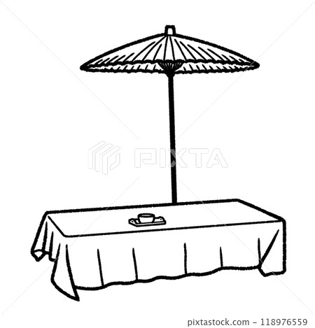 茶館長凳和戶外遮陽傘 茶館長凳和戶外遮陽傘 118976559