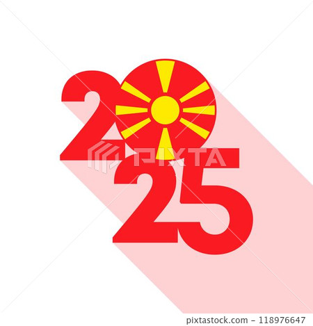 2025 banner with North Macedonia flag inside. Vector illustration. 118976647