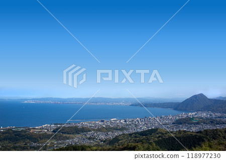 俯瞰別府大分市區和別府灣 俯瞰別府大分市區和別府灣 118977230