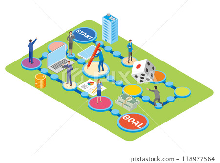 Illustration of a sugoroku game and business Illustration of a sugoroku game and business 118977564