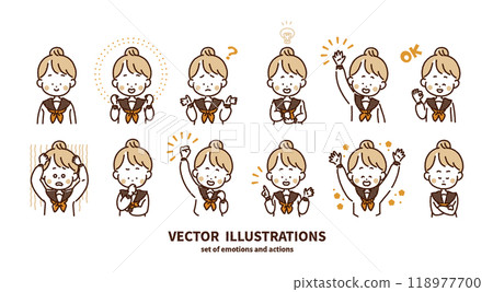 Upper body pose illustration set (girl) 118977700