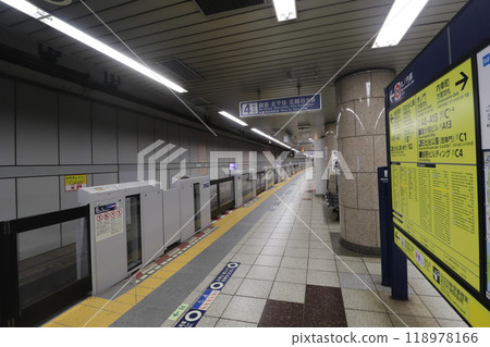 Tokyo Metro Hibiya Line Kasumigaseki Station platform Tokyo Metro Hibiya Line Kasumigaseki Station platform 118978166