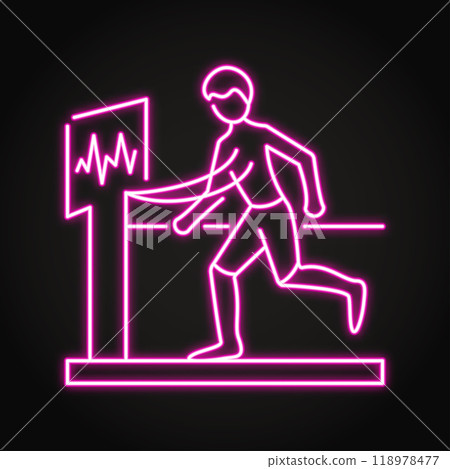 Exercise stress test neon icon Exercise stress test neon icon 118978477