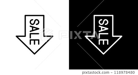 討價還價銷售簡單的線條圖標 討價還價銷售簡單的線條圖標 118978480