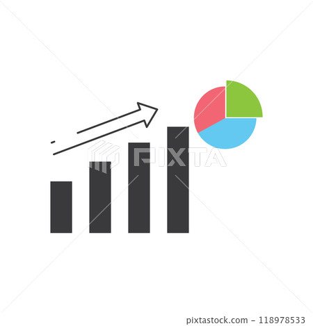 Arrow and pie chart 118978533