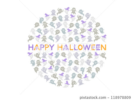 Halloween ghost pattern circular icon illustration Halloween ghost pattern circular icon illustration 118978809