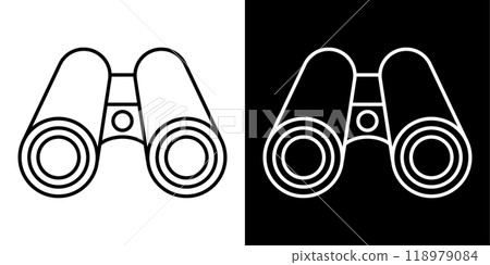 雙筒望遠鏡的可編輯線條畫圖示插圖 118979084