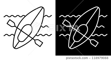 Editable line icon illustrations of canoes, kayaks and boats Editable line icon illustrations of canoes, kayaks and boats 118979088