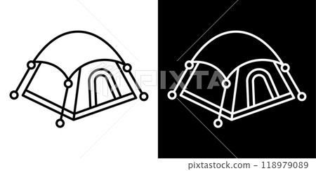Editable line icon illustration of a tent 118979089