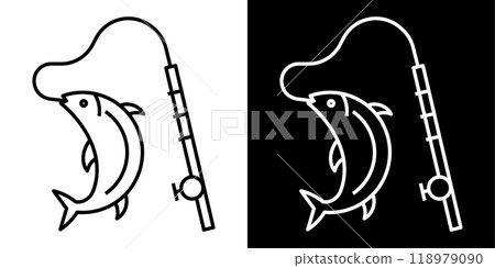 釣魚的可編輯線條畫圖示插圖 118979090