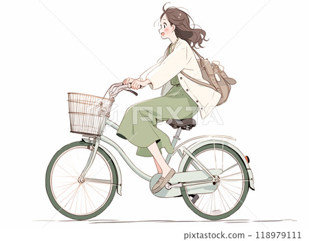 快樂騎自行車的女人/人工智慧生成 118979111