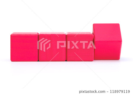 Four red cubes tilted diagonally to the left - Cutout material Four red cubes tilted diagonally to the left - Cutout material 118979119
