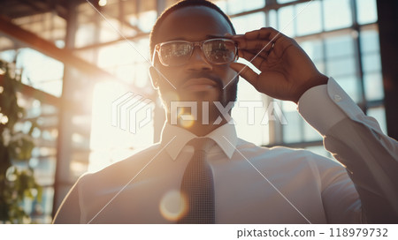 帶光和眼鏡的商業場景 118979732