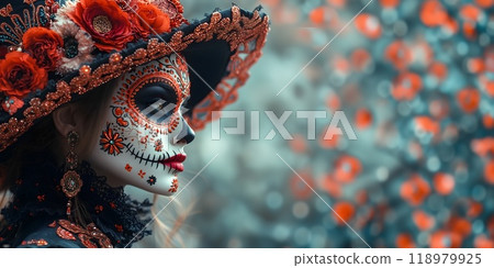 Day of the Dead background, remembering the departed, space for text Day of the Dead background, remembering the departed, space for text 118979925