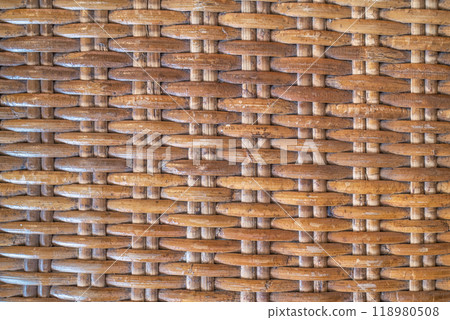 Brown traditional braided woven rattan texture background Brown traditional braided woven rattan texture background 118980508