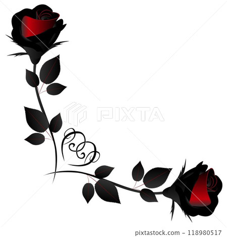 Corner ornament with roses, design element. Corner ornament with roses, design element. 118980517