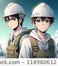 A worker wearing a helmet 118980612