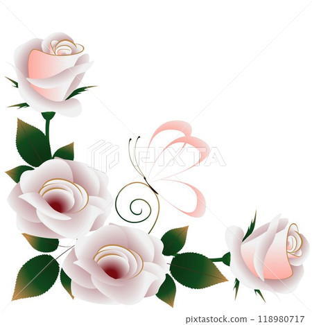 Floral background with tea roses and butterfly. Floral background with tea roses and butterfly. 118980717