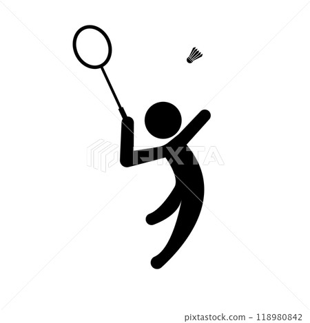 Person playing badminton silhouette 118980842